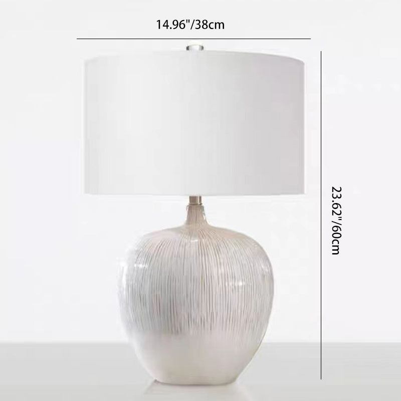 Round Ceramic Fabric Living Table Lamp