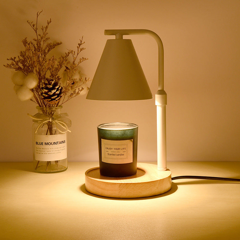 Cone Wood Iron Melting Table Lamp