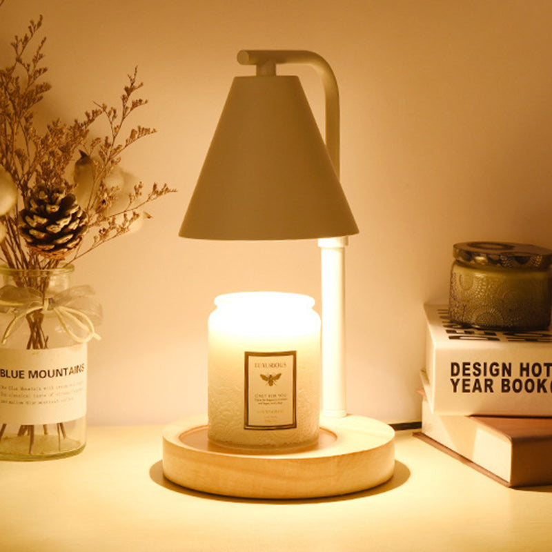 Cone Wood Iron Melting Table Lamp
