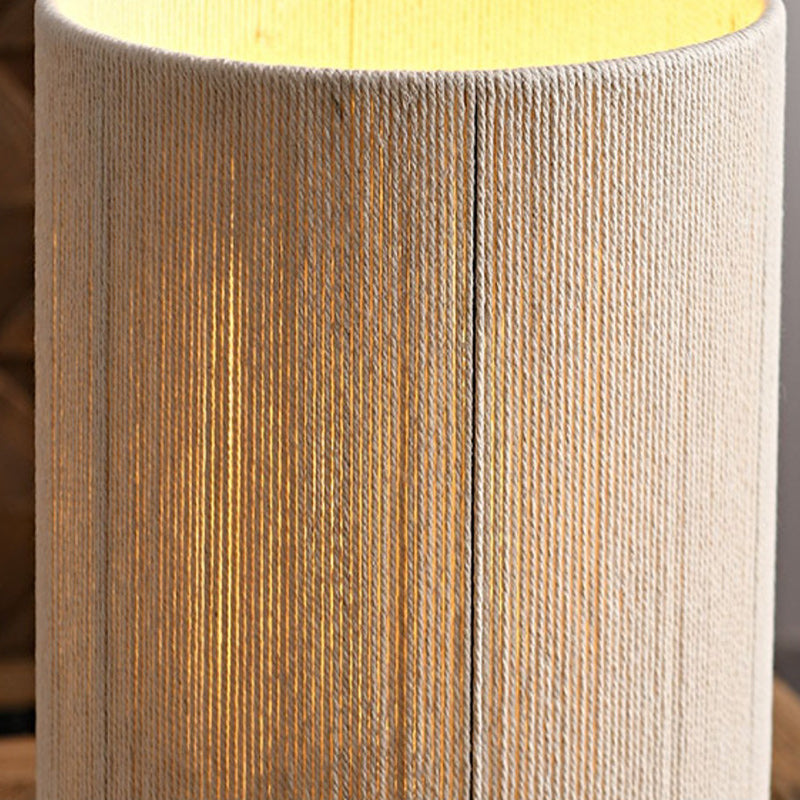 Cylinder Iron Wood Fabric Table Lamp
