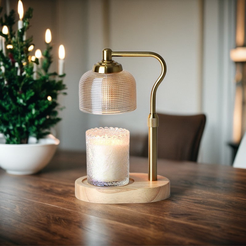 Dome Wood Iron Glass Table Lamp