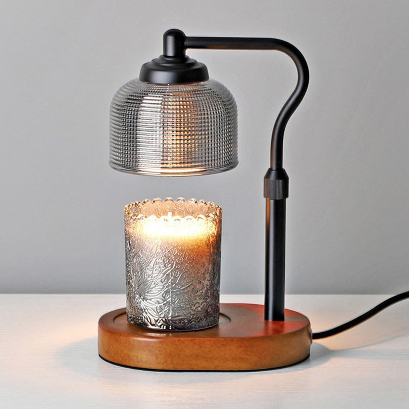 Dome Wood Iron Glass Table Lamp