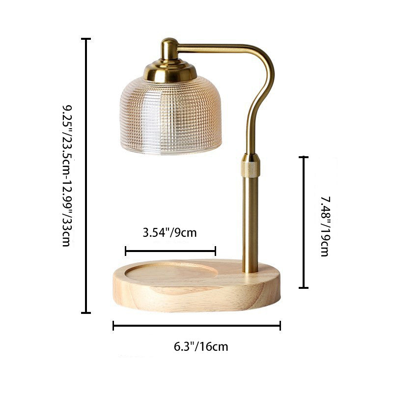 Dome Wood Iron Glass Table Lamp