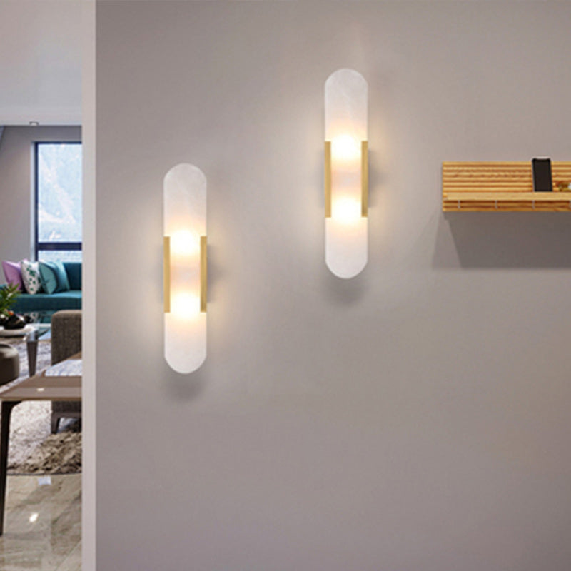 Oval Iron Stone Living 2-Light Wall Lamp