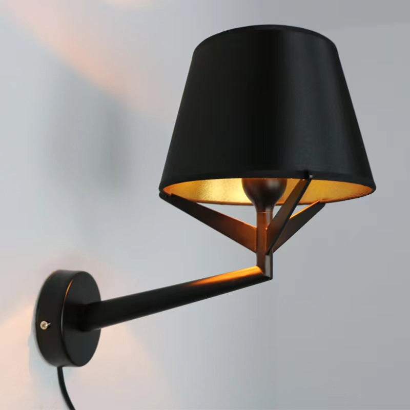 Drum Iron Fabric Living Wall Lamp