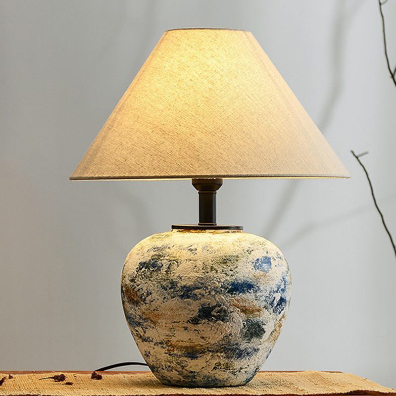 Drum Ceramic Fabric Living Table Lamp