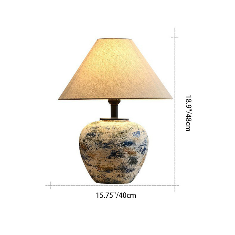 Drum Ceramic Fabric Living Table Lamp