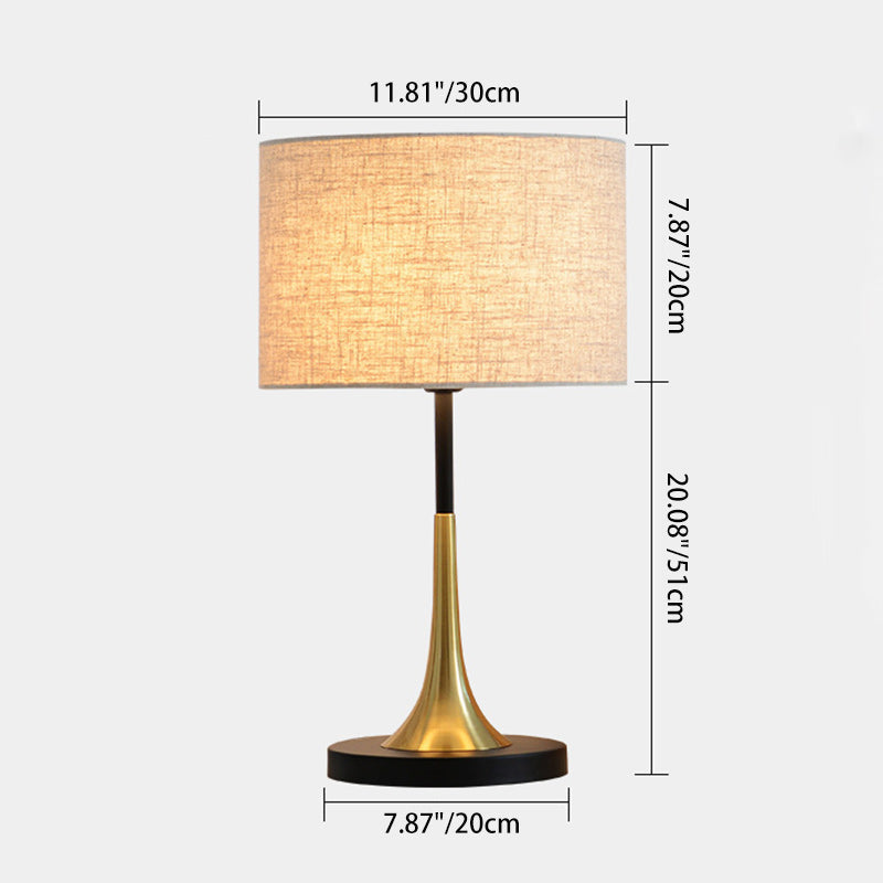 Cylinder Iron Fabric Living Table Lamp