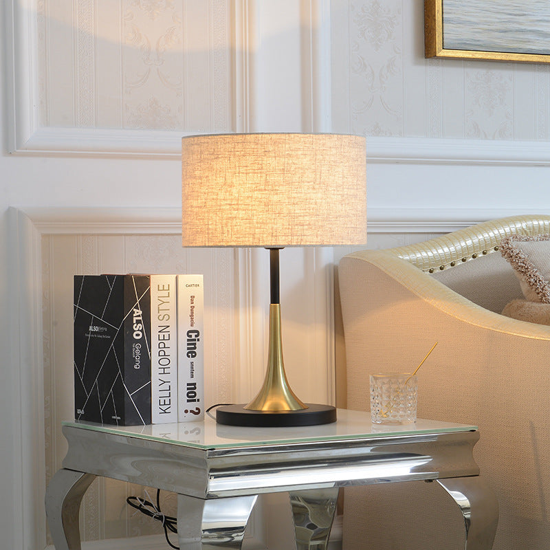 Cylinder Iron Fabric Living Table Lamp