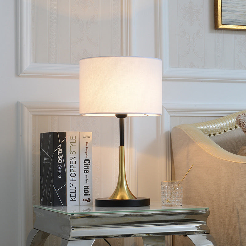 Cylinder Iron Fabric Living Table Lamp