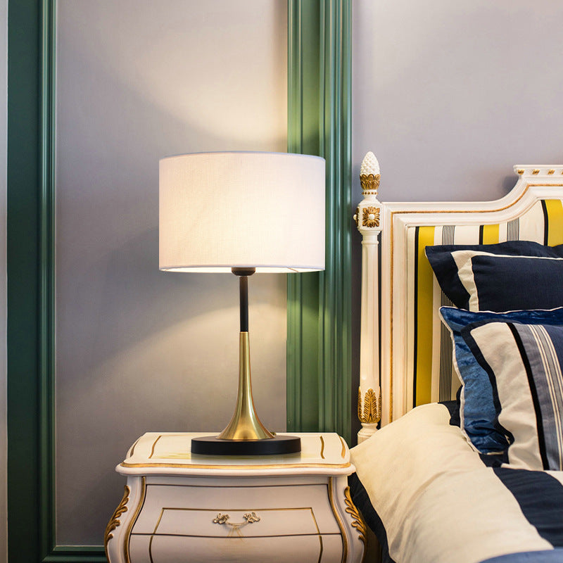 Cylinder Iron Fabric Living Table Lamp