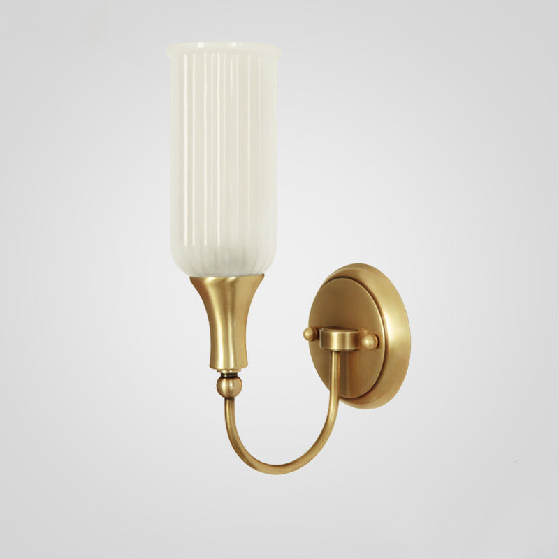 Column Copper Glass Living Wall Lamp