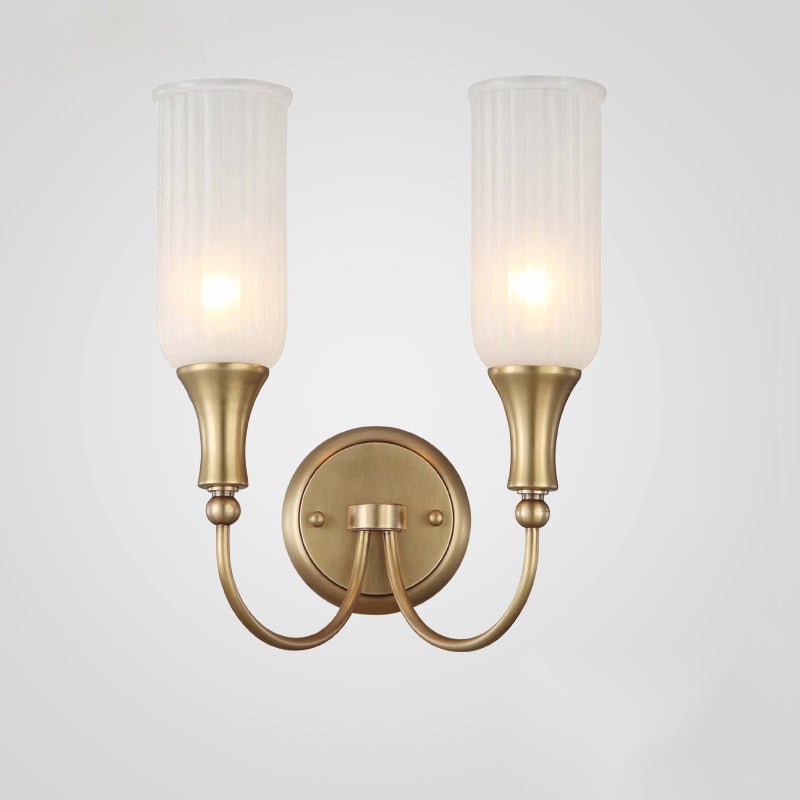 Column Copper Glass Living Wall Lamp