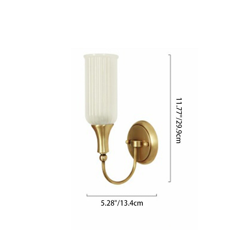 Column Copper Glass Living Wall Lamp