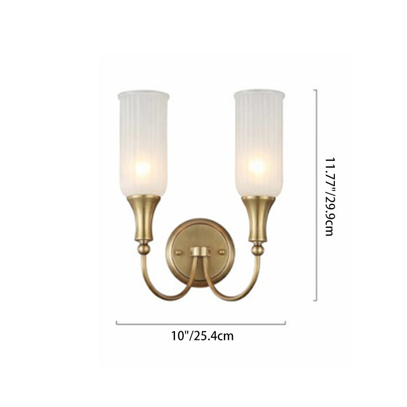 Column Copper Glass Living Wall Lamp