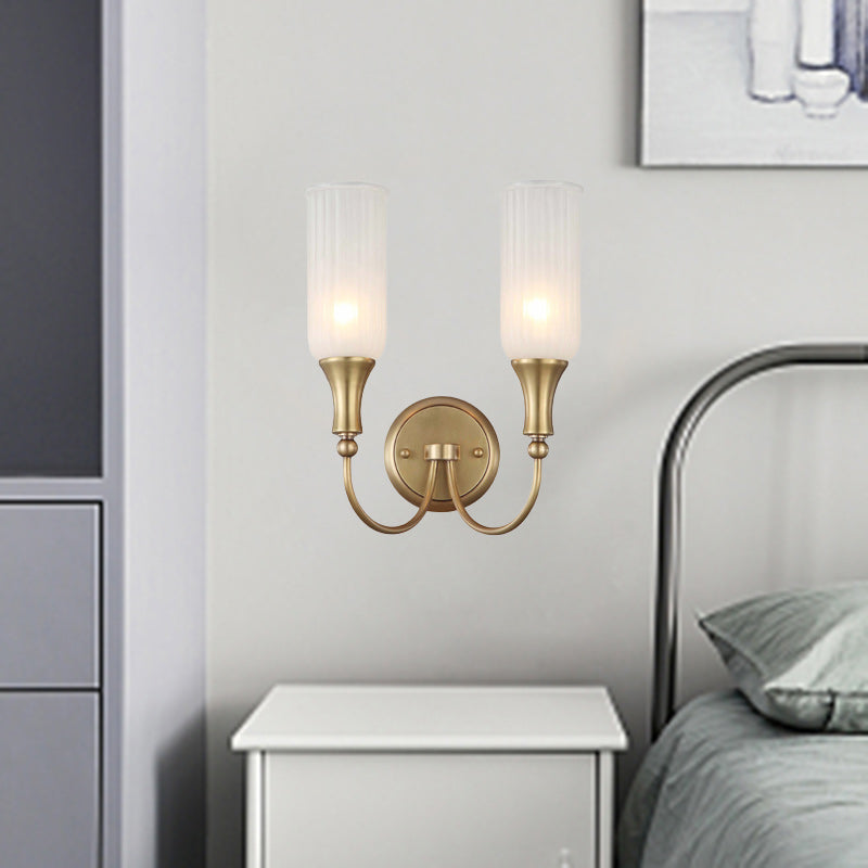 Column Copper Glass Living Wall Lamp