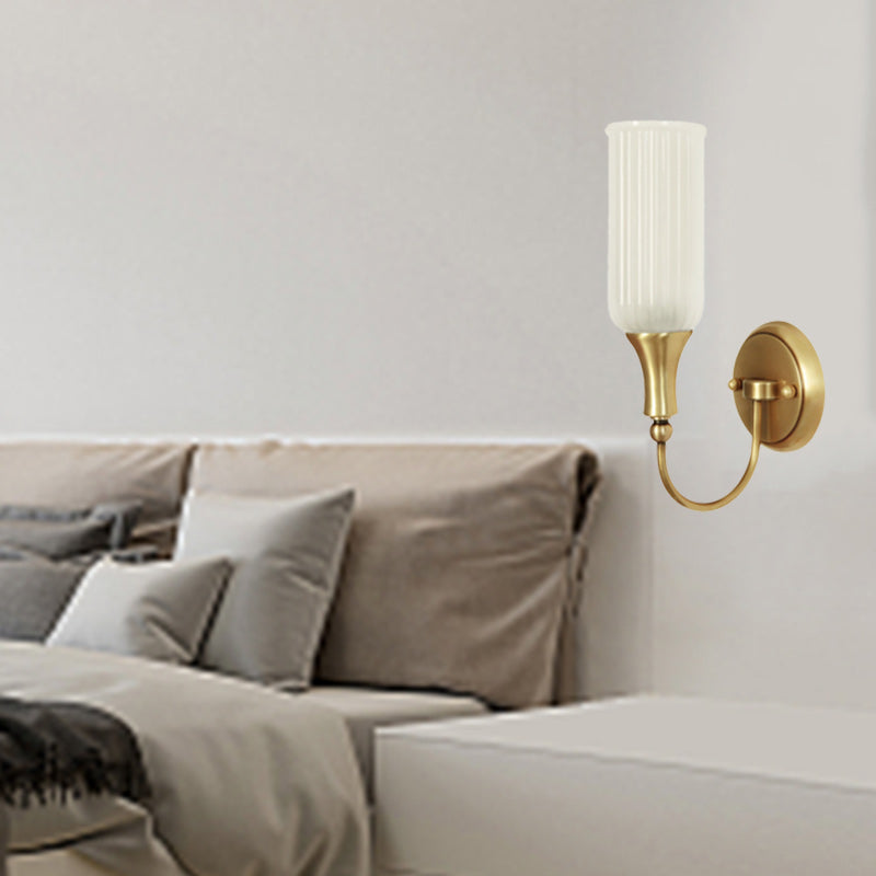Column Copper Glass Living Wall Lamp