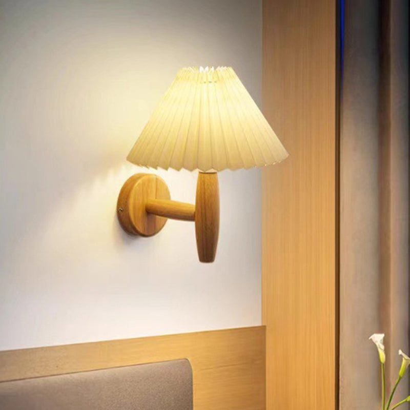 Cone Wood Paper Living Wall Lamp