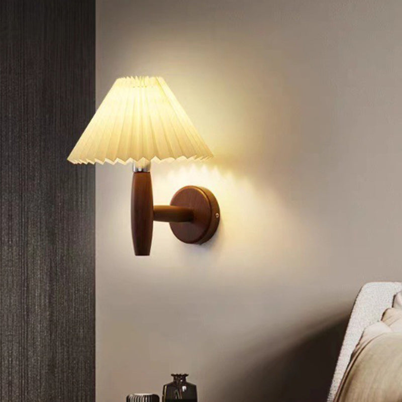 Cone Wood Paper Living Wall Lamp
