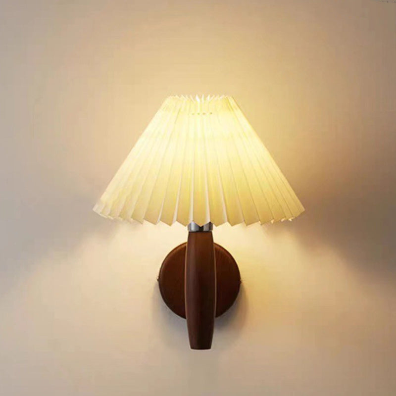 Cone Wood Paper Living Wall Lamp