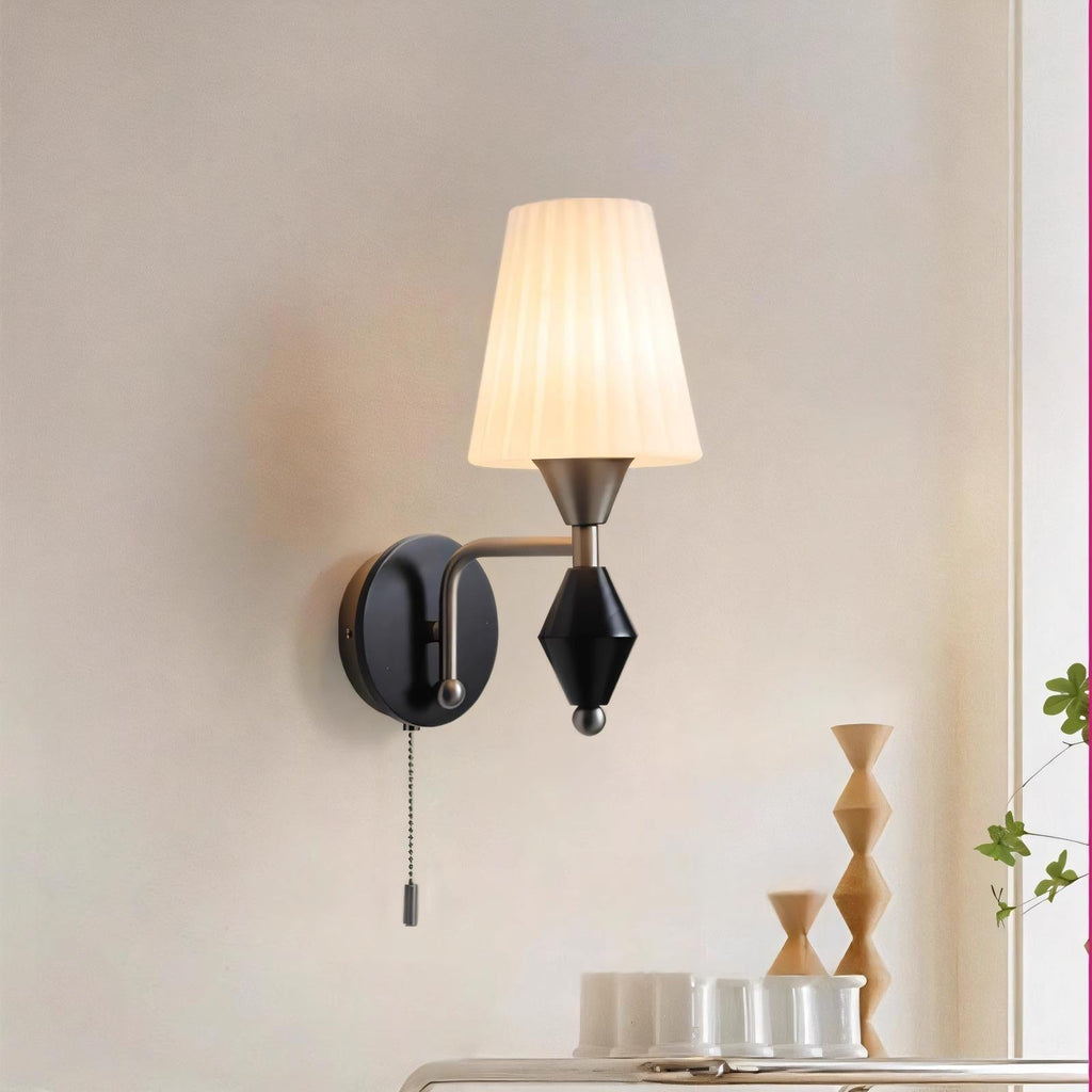 Cylinder Iron Wood Glass Wall Lamp