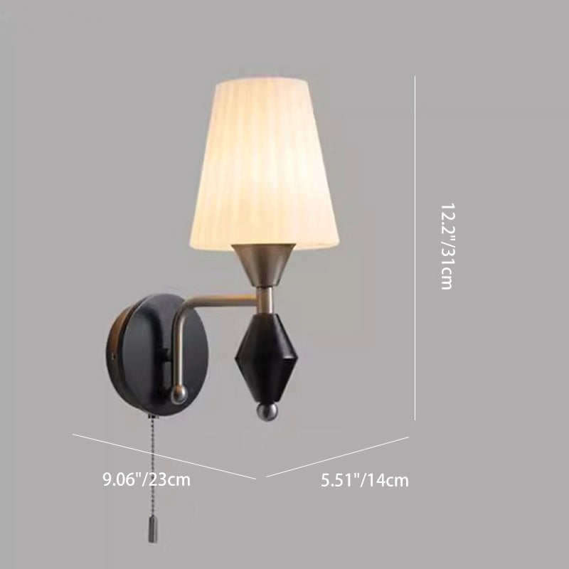 Cylinder Iron Wood Glass Wall Lamp