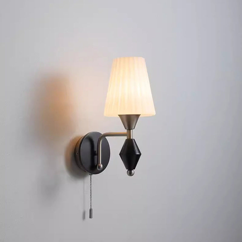 Cylinder Iron Wood Glass Wall Lamp
