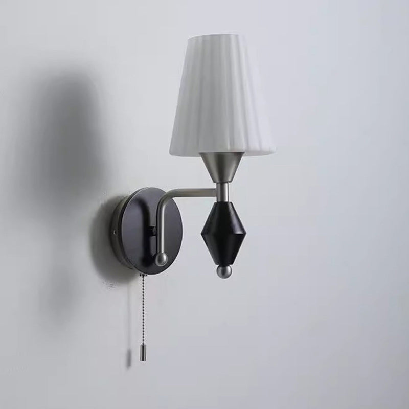 Cylinder Iron Wood Glass Wall Lamp