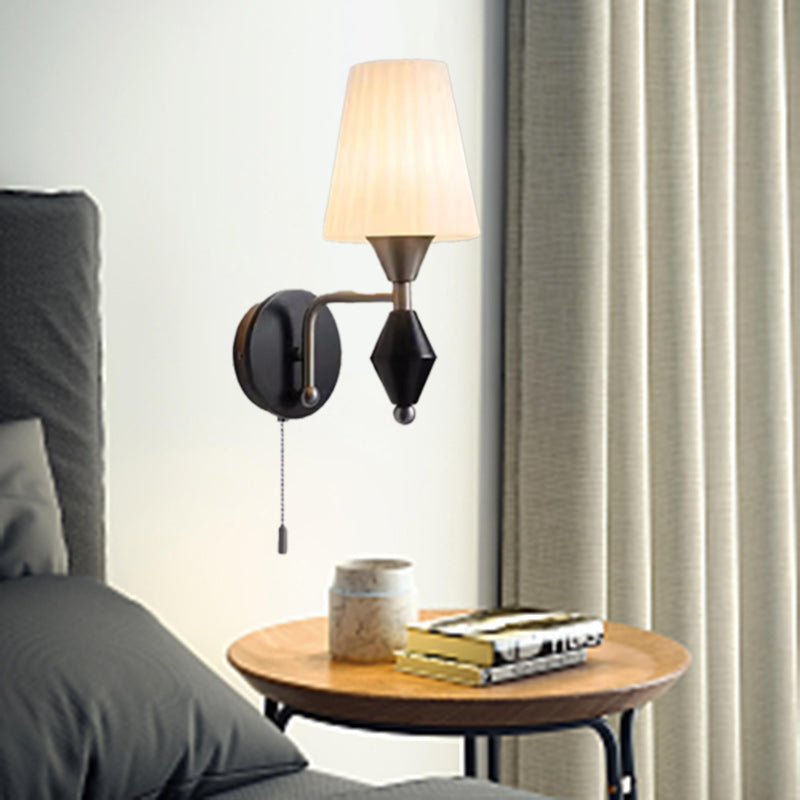 Cylinder Iron Wood Glass Wall Lamp