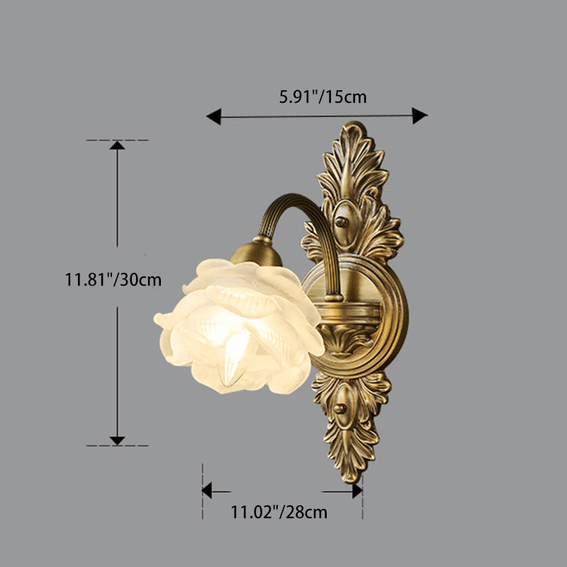 Flower Copper Glass Living Wall Lamp