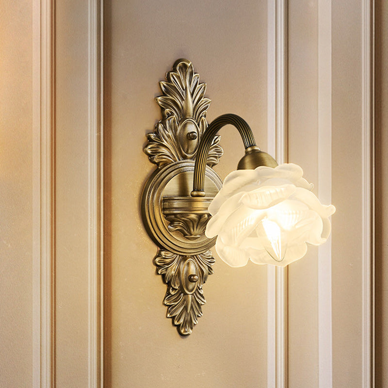 Flower Copper Glass Living Wall Lamp