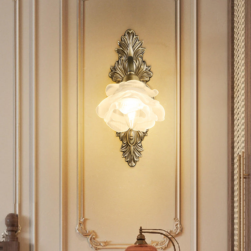 Flower Copper Glass Living Wall Lamp