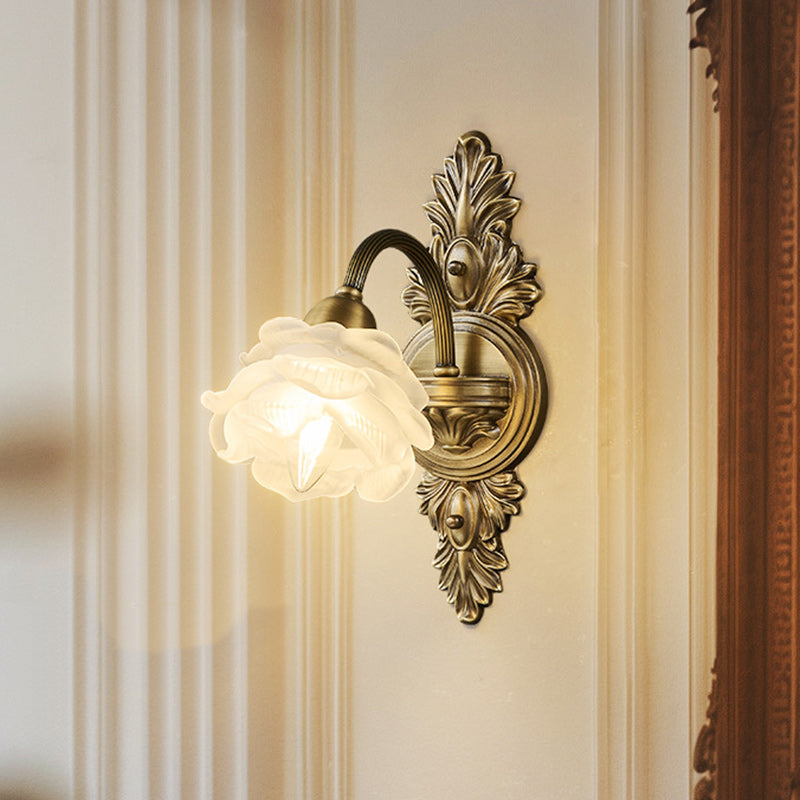 Flower Copper Glass Living Wall Lamp