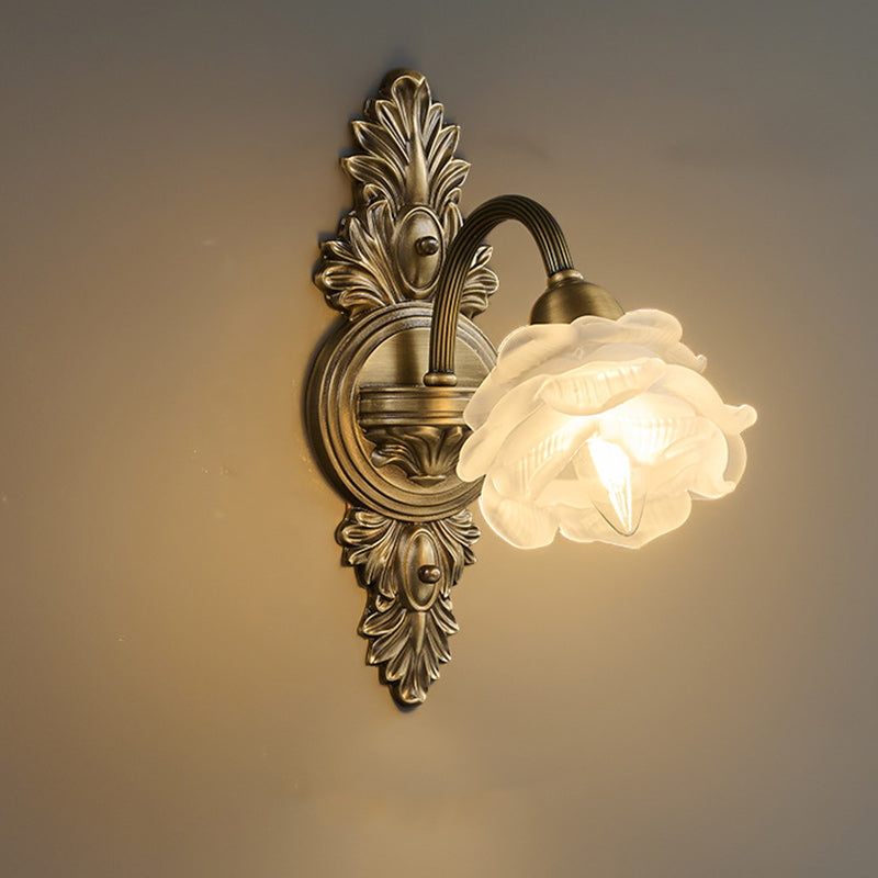 Flower Copper Glass Living Wall Lamp