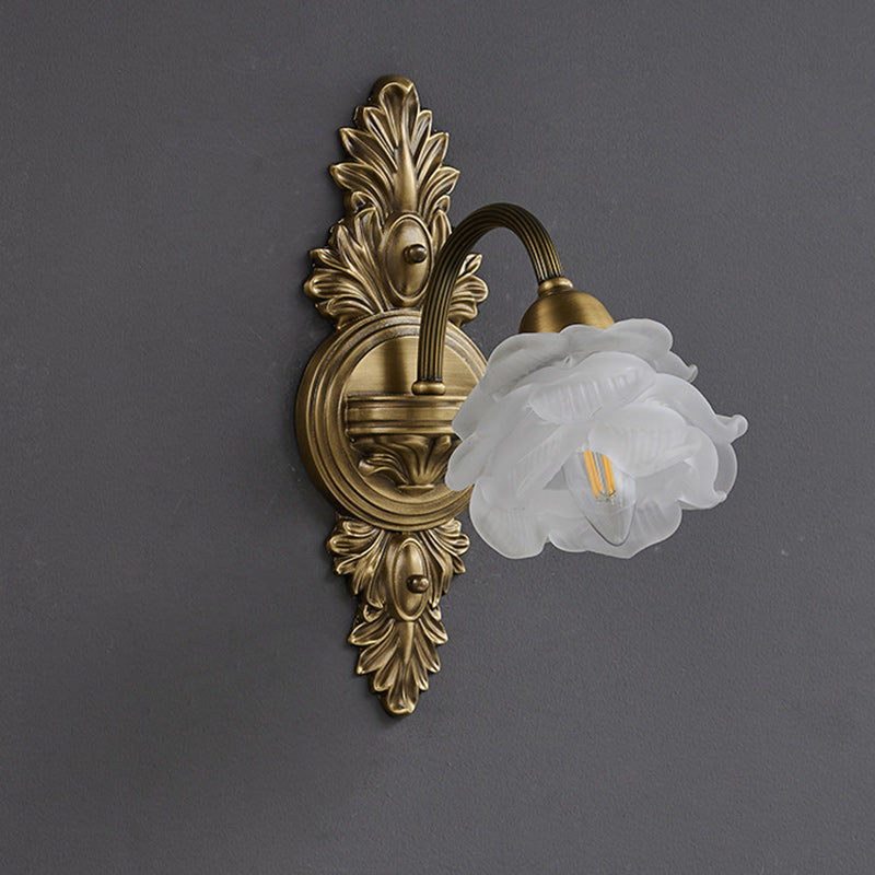 Flower Copper Glass Living Wall Lamp