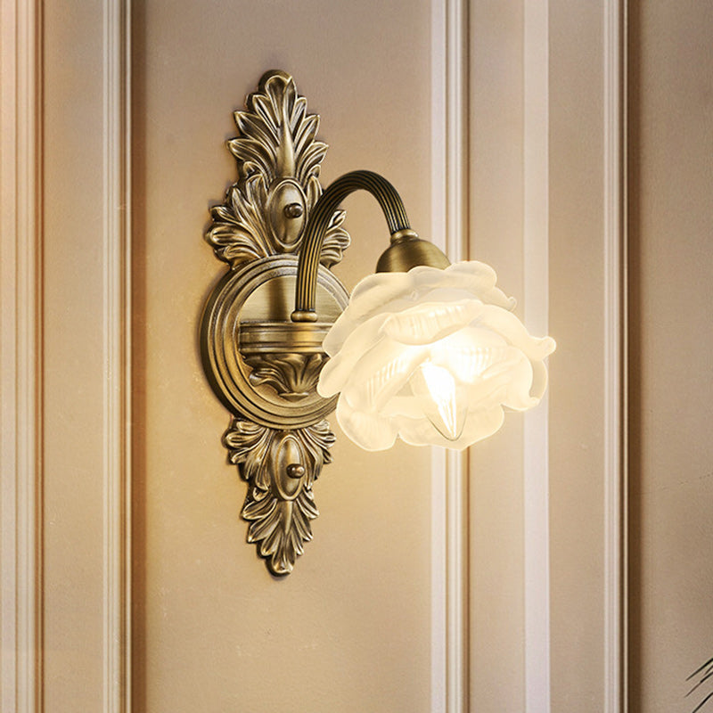 Flower Copper Glass Living Wall Lamp