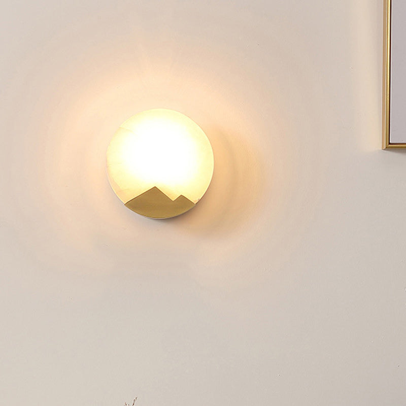 Round Copper Stone Living Wall Lamp