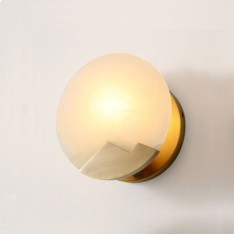 Round Copper Stone Living Wall Lamp