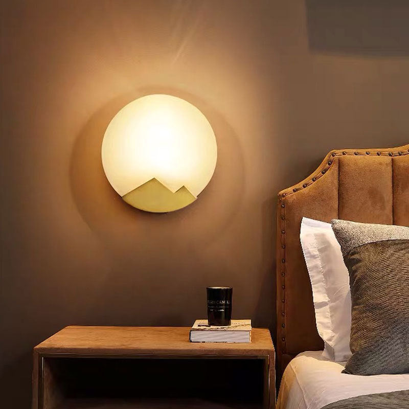 Round Copper Stone Living Wall Lamp