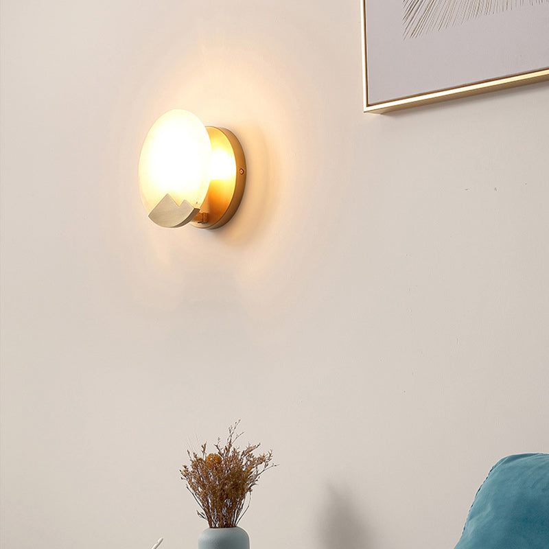 Round Copper Stone Living Wall Lamp