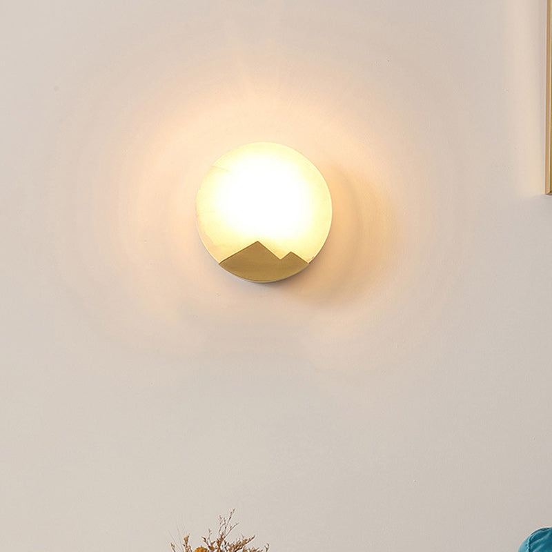 Round Copper Stone Living Wall Lamp