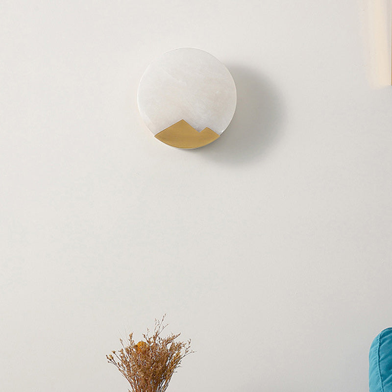 Round Copper Stone Living Wall Lamp