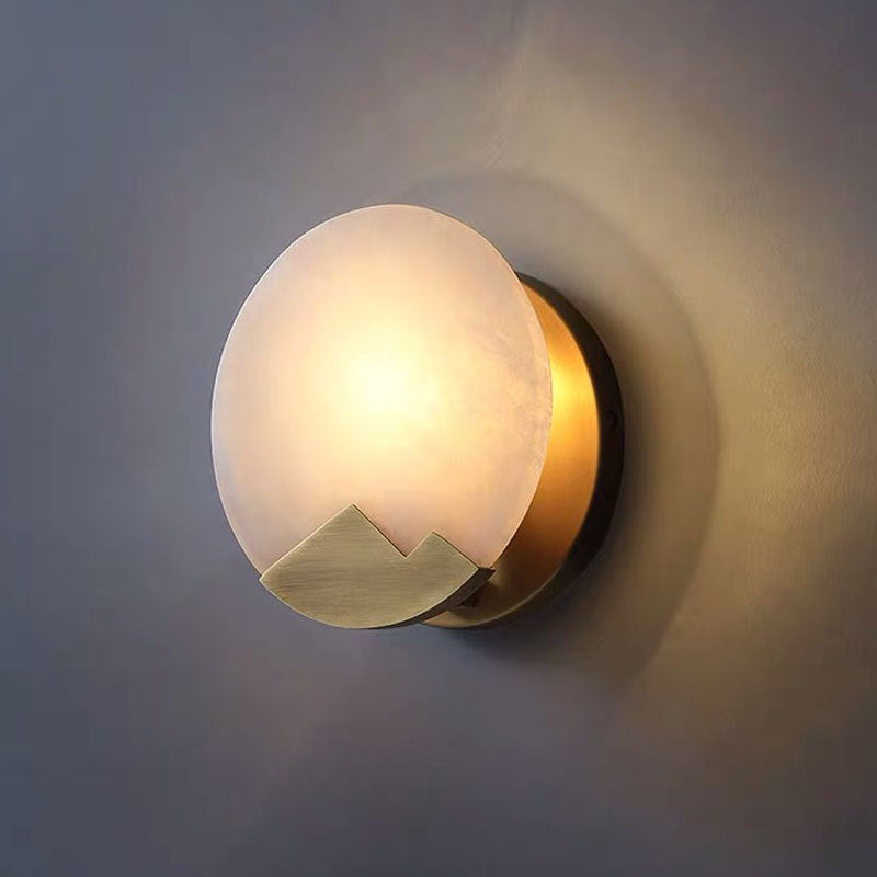 Round Copper Stone Living Wall Lamp