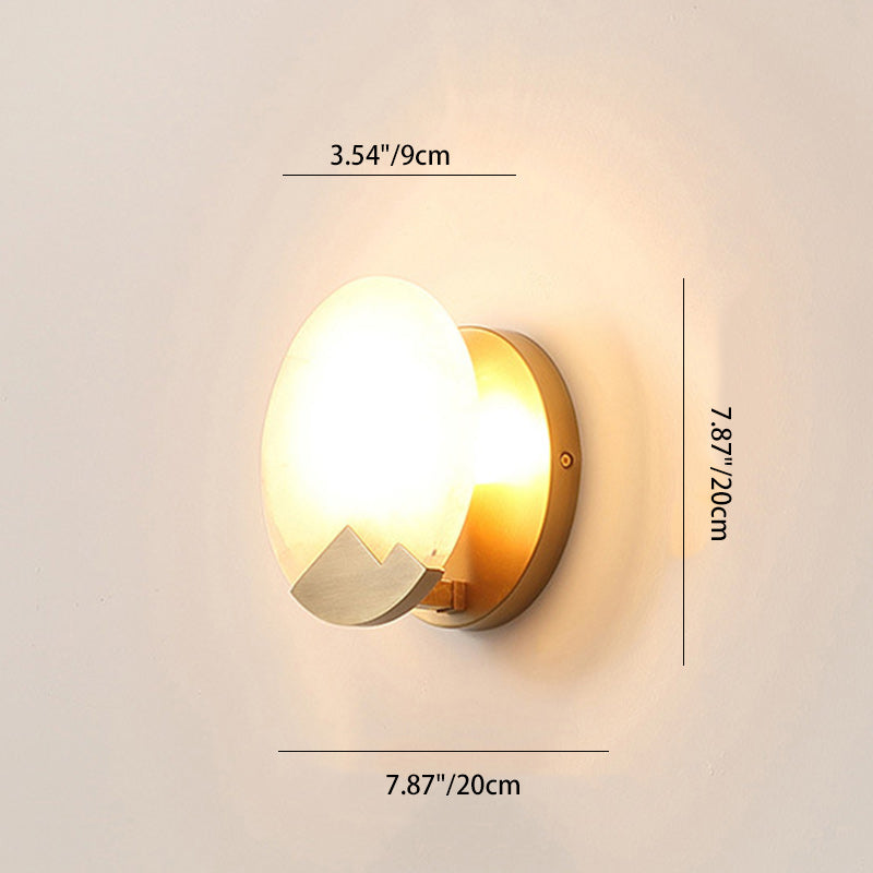 Round Copper Stone Living Wall Lamp