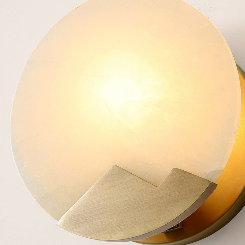 Round Copper Stone Living Wall Lamp
