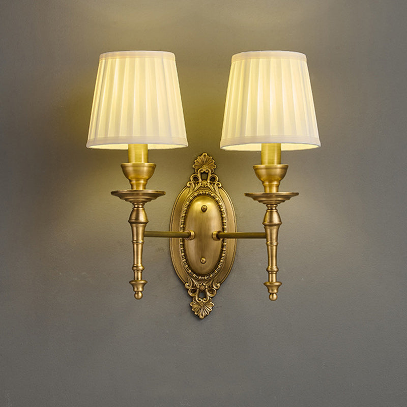Drum Copper Fabric Living Wall Lamp