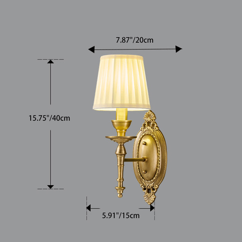 Drum Copper Fabric Living Wall Lamp