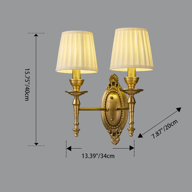 Drum Copper Fabric Living Wall Lamp