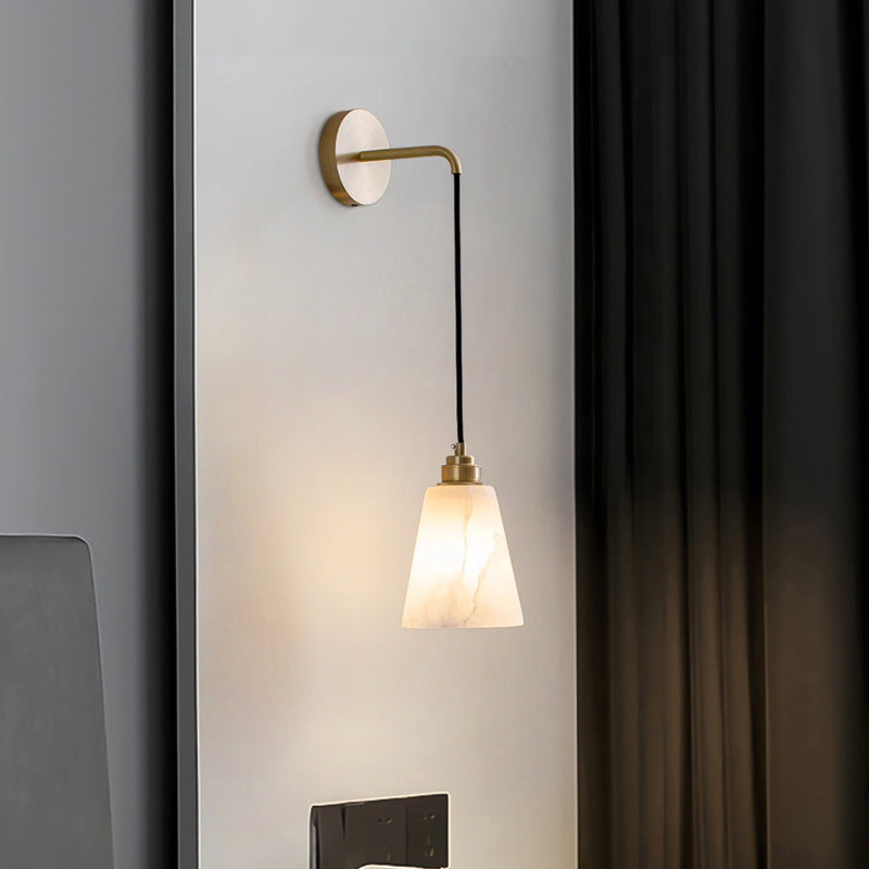 Drum Copper Stone Living Wall Lamp
