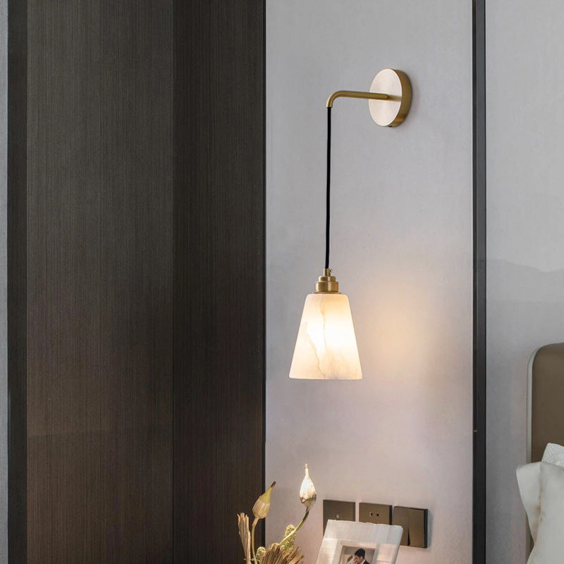 Drum Copper Stone Living Wall Lamp